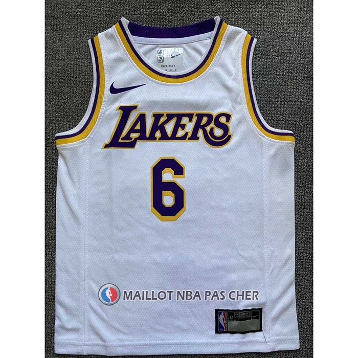 Maillot Enfant Los Angeles Lakers LeBron James NO 6 Association 2022-23 Blanc